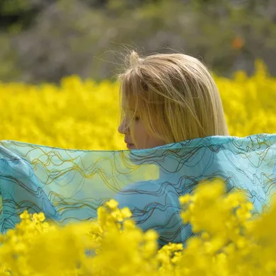 Bright yellow linen look